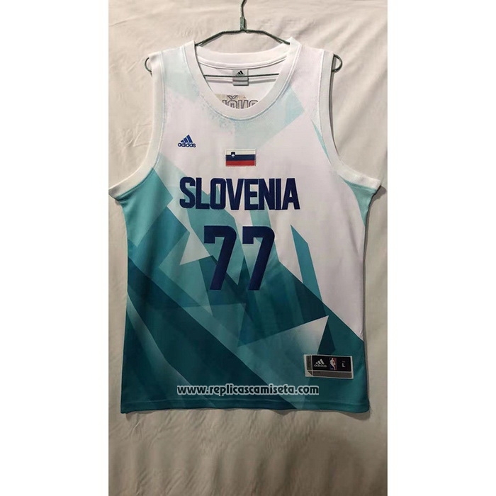 Camiseta Slovenia Luka Doncic #77 Tokyo 2021 Blanco